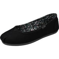 Skechers Black Ballerinas Skechers Bobs Plush Linen Back Ballet Flat - Black/Grey