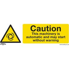 Loops Caution Automatic Machinery Safety Sign Self Adhesive 300 x 100mm Sticker