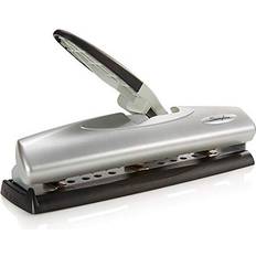Swingline 3 Hole Punch 20 Sheet Capacity Three Hole Puncher 3 Ring Adjustable 2-7 Hole Paper Punch LightTouch Low Effort Black & Silver