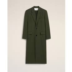 Ami Paris Men Coats Ami Paris Wool Back Slit Long Coat - Green