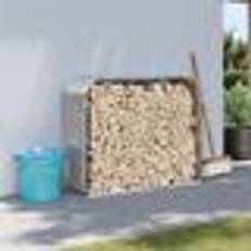 Steel Firewood Baskets vidaXL Log Holder Light Grey 120x45x100 cm