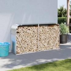 Firewood Baskets vidaXL Log Holder Silver 180 x 45 x 100 cm Galvanised Steel