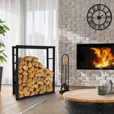 ML Design Kaminholzregal Schwarz 80x25x100 cm
