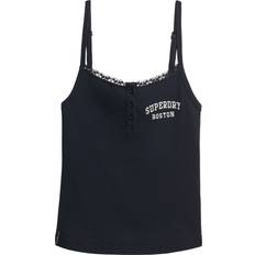Superdry Tank Tops Superdry Embroidered Button Cami Top - Navy
