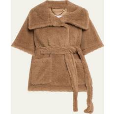Silk Capes & Ponchos Max Mara Goat & Shearling Dyed Cape - Colonial