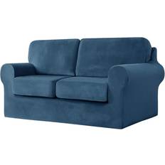 Rosalind Wheeler With Separate Seat Cushions And Backrests 185cm H x 235cm W x 104cm D Loose Sofa Cover Blue