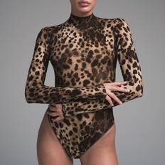 SKIMS Milky Sheer Mock Neck Bodysuit - Medium Neutral