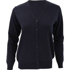 Blue - Men Cardigans Kustom Kit Womens V-Neck Cardigan - Navy Blue