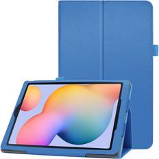 Samsung Samsung Galaxy Tab S6 Lite Flipfodral I Litchi-Texturläder Blå
