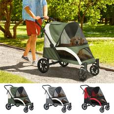 Pawhut Easy Folding Pet Stroller for Large Dogs 4 Big Wheels