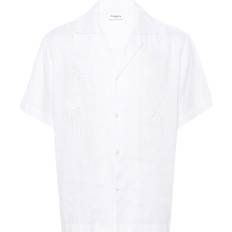 Linen - Unisex Tops Parosh Floral-Embroidery Linen Shirt - Nero