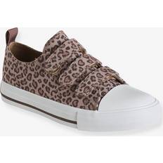 Vertbaudet Printed Canvas Trainers with Hook-and-Loop Straps - Beige