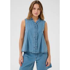 CULTURE Skjorter CULTURE Curenny Skjorte - Blue Denim/Hvid