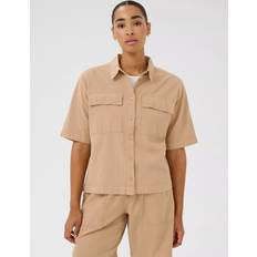 Kaffe Dame Skjorter Kaffe Bluse KA Naya Liah Shirt - Beige