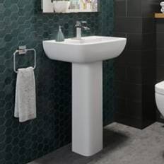 Bathroom Sinks Affine Amelie Full Pedestal 550mm 1 Tap Hole Bathroom Basin