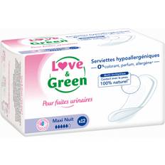 Serviettes hygiéniques Love & Green Love & Green Serviettes Fuites Urinaires Maxi Nuit 12 pcs