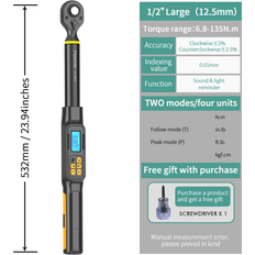 Digital Movecrab 1.5-135n.m 2% Accuracy Buzzer Torque Wrench