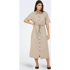 Only Onlcaro Lang Kjole - Mørkebeige