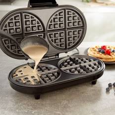 Waffle Makers VonShef Dual Round Belgian Waffle Maker Pancake Toast Griddle