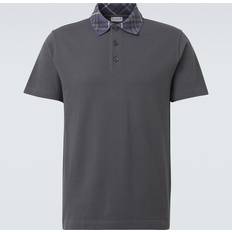 Burberry Pikétröjor Burberry Burb Check Collar Cotton Polo Shirt - Magnet