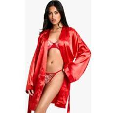 Women Robes boohoo Womens Satin Dressing Gown - Red