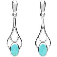 Turquoise Earrings C W Sellors Sterling Silver Turquoise Spoon Drop Earrings - Silver