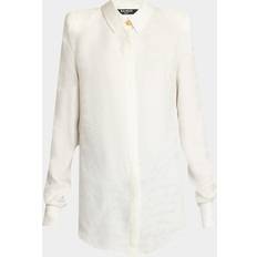 Balmain Dame Skjorter Balmain Satinskjorte Med Monogram Dame - Hvid