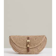 Natural Clutches Reiss Aria Raffia Half-Moon Clutch Bag - Natural