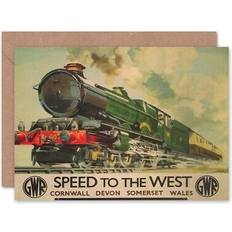 ARTERY8 Speed To The West GWR Steam Train Blank Greeting Card With Envelope