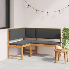 vidaXL Trädgårdens Hörnbänk med Kuddar 140x100x91 cm Massivt Akaciaträ Trädgårdsbänk