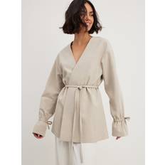NA-KD Blazer Aus Leinenmischung Mit Gerader Passform Und Bindedetail - Beige