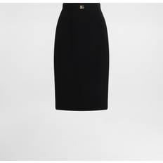 Tencel Skirts Dolce & Gabbana Wool Midi Pencil Skirt With Dg Logo Black