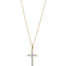 Solid Gold Jewelled Cross Pendant Necklace