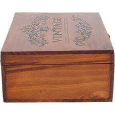Living and Home Vintage Wooden Storage with Hinged Lid Lock Clasp Brown One Size Small Box