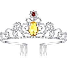 Yellow Crowns & Tiaras Fancy Dress Winkel Yellow Diamond Rhinestone Tiara Princess Belle Crown