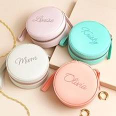 Yellow Jewellery Storage Lisa Angel Personalised Mini Round Travel Jewellery Case - Pink/Purple/Yellow