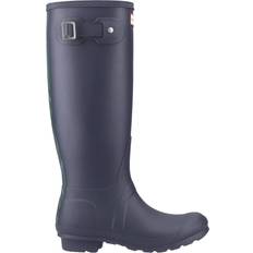 Natural Wellingtons Hunter Women's Tall Tartan Back Strap - Navy