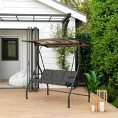 Canopy Porch Swings OutSunny 3 Seater Garden Swing Seat Bed Black
