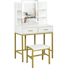 Rectangular Dressing Tables on sale Homcom Makeup Vanity Desk Set with Lighting Mirror Dressing Table