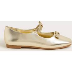 Faux Leather Ballerinas Children's Shoes Monsoon Kids' Double Bow Ballerina Flat Shoes - Gold