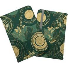 Green Passport Covers Warren Reed Designer Abstract Green Gold Moon Pattern Passport Cover - Green