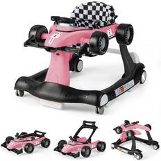 Baby Walker Wagons Costway 4-in-1 Baby Push Walker with Adjustable Height and Speed-Light Pink