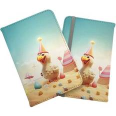 Yellow Passport Covers Warren Reed Designer Funky Chicken On A Beach Holiday Passport Cover - Yellow