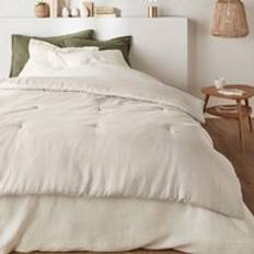 Linen Quilts LA REDOUTE INTERIEURS Abella Plain Washed Linen Quilt 150 x 150 cm - Quilts Natural