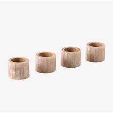 Napkin Rings Sklum Set mit 4 Serviettenringen aus Mangoholz und Perlmutt Anmon Beige Leinen Serviettenring