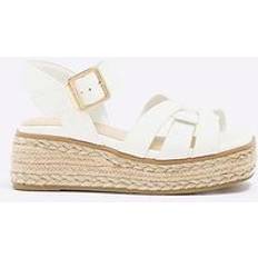 River Island Espadrille Weave Wedge Sandals - White