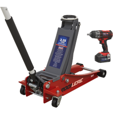 Car Jacks Sealey 2.2 Tonne Trolley Jack 18V Cordless Impact Wrench Red 2001LERECOMBO