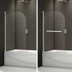 Aica Pivot Chrome Bath Shower Safety Glass Screen Door Panel & Handle 800x1400mm