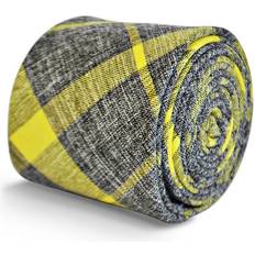 Grey Ties Frederick Thomas Designer Linen Mens Tie - Bright Lemon Yellow/Grey