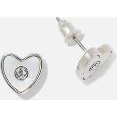 Montini Smycken Montini Silverfärgade Studs Med Vita Hjärtan - 10mm